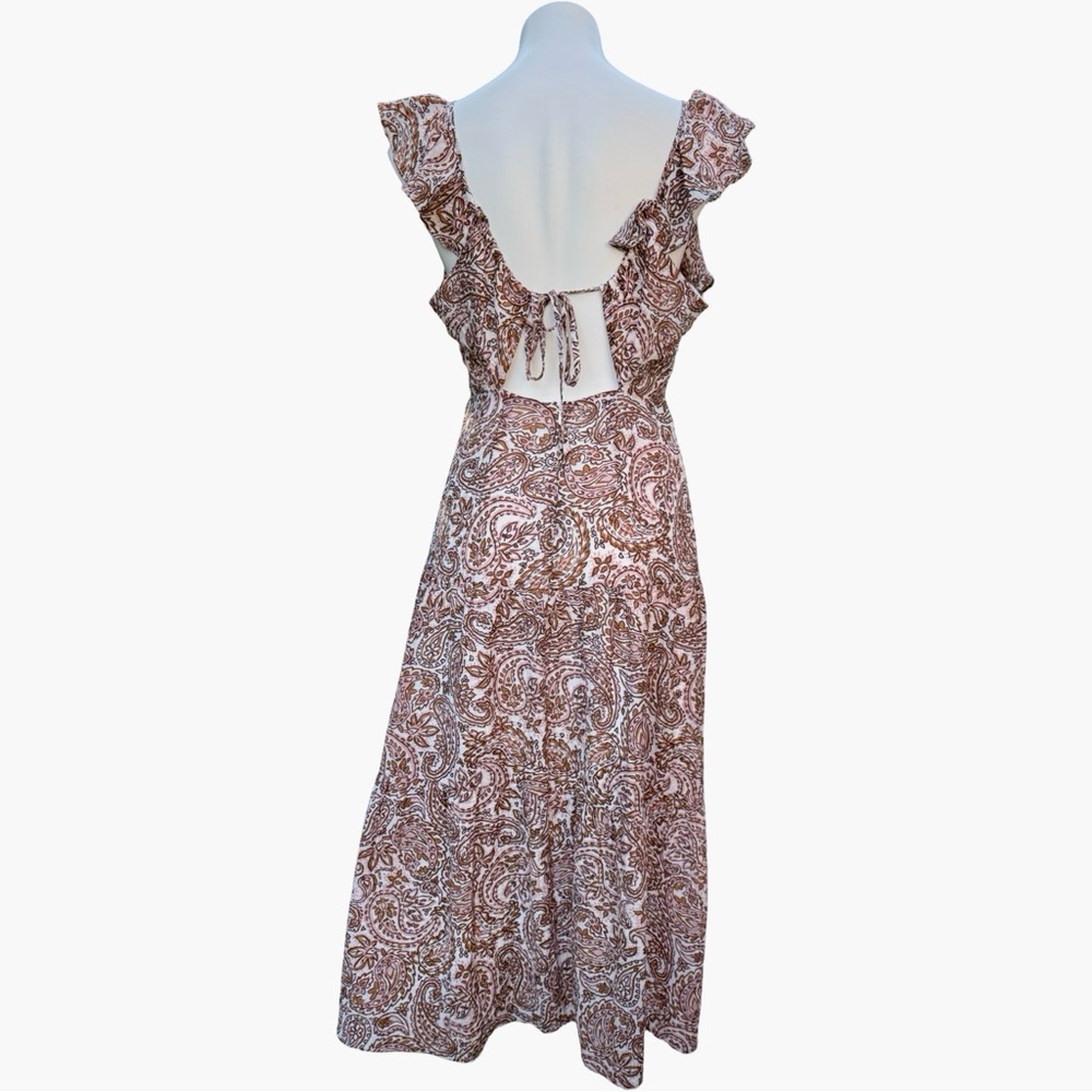 MINKPINK Paisley Ruffle Midi Dress Boho Style Size M - Picture 2 of 9